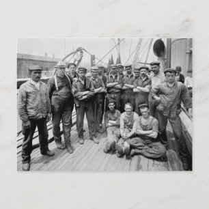 Teddy Roosevelt with Crew, early 1900s Postcard