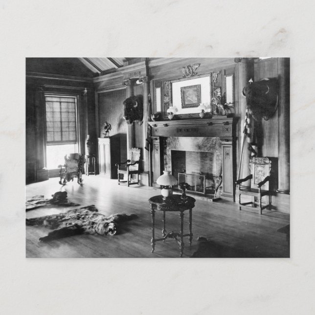 Teddy Roosevelt's Hunting Room, 1905 Postcard (Front)