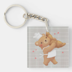 Teddy the Baker with Croissant Key Ring