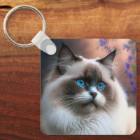 Teddy the Ragdoll Cat Keychain