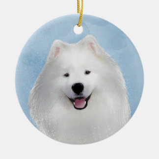 Teddy the samoyed ceramic tree decoration