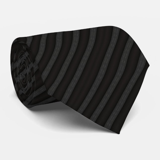 Teddy Tie | Midnight Black Pinstripe Luxury (Rolled)