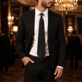 Teddy Tie | Midnight Black Pinstripe Luxury