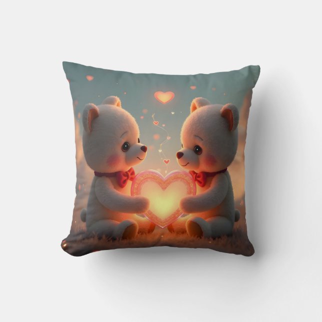 Teddy Time Together – Valentine's Day Teddy Bear Cushion (Front)