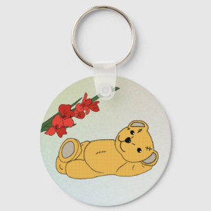 Teddy unter Blumen Key Ring