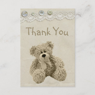 Teddy Vintage Lace Print Thank You Card