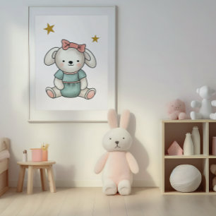 Teddy with dress and ribbon Poster