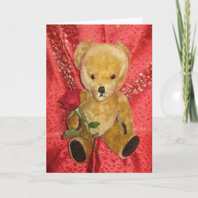 teddy with rose holiday card (Front)