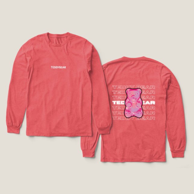 TeddyBear Graphic Casualwear Longsleeve shirt (Design Front & Back)