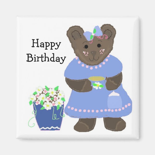 Teddybear Happy Birthday Design Magnet (Front)