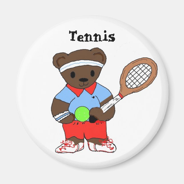 Teddybear Tennis Player Magnet (Front)