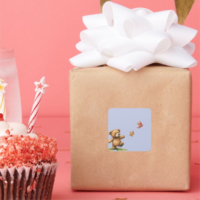 TEDDYBEAR WALKING SQUARE STICKER (Party)