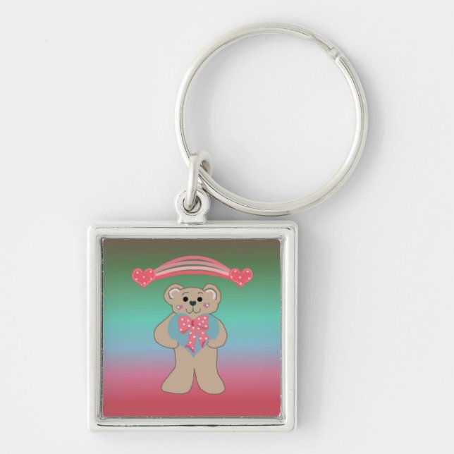 Teddybear with Hearts Key Ring (Front)