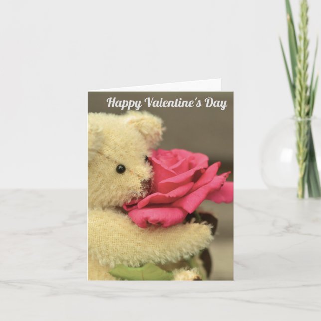 Teddybear with Rose Valentine's Day Card (Front)