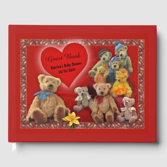 Teddybears Baby Shower (customisable) Guest Book (Front)