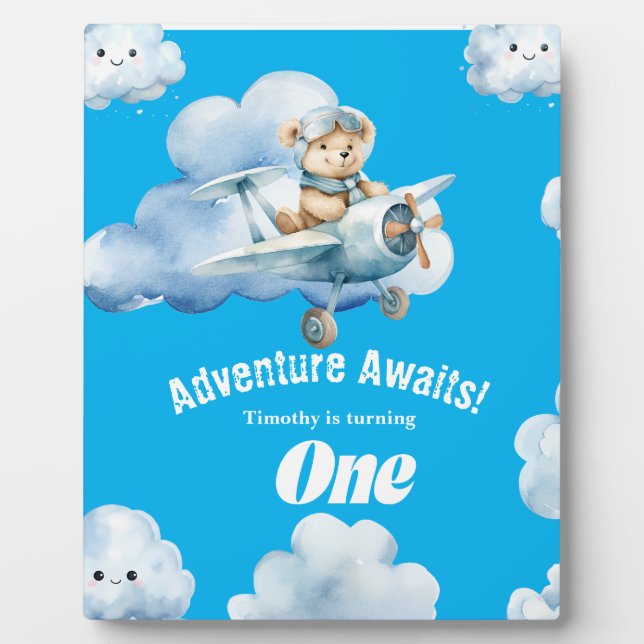 Teddy's 1st Birthday Skybound Celebration Bash Plaque (Front)