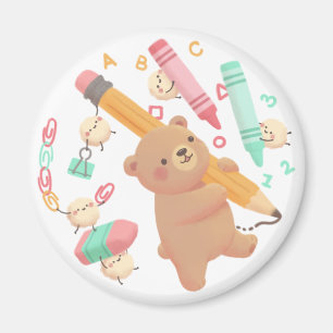 Teddy's Back to School Illustration Magnet
