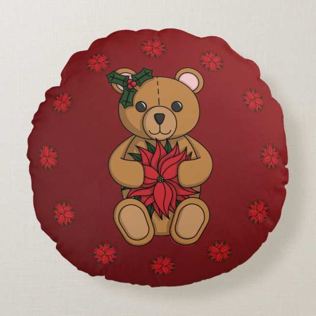 Teddy's Gift Round Pillow (Front)