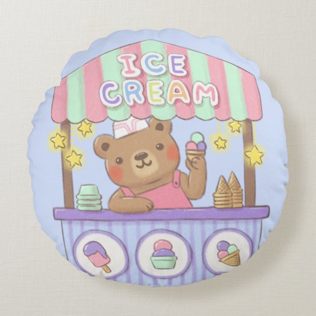 Teddy's Ice Cream Parlor Round Cushion (Front)