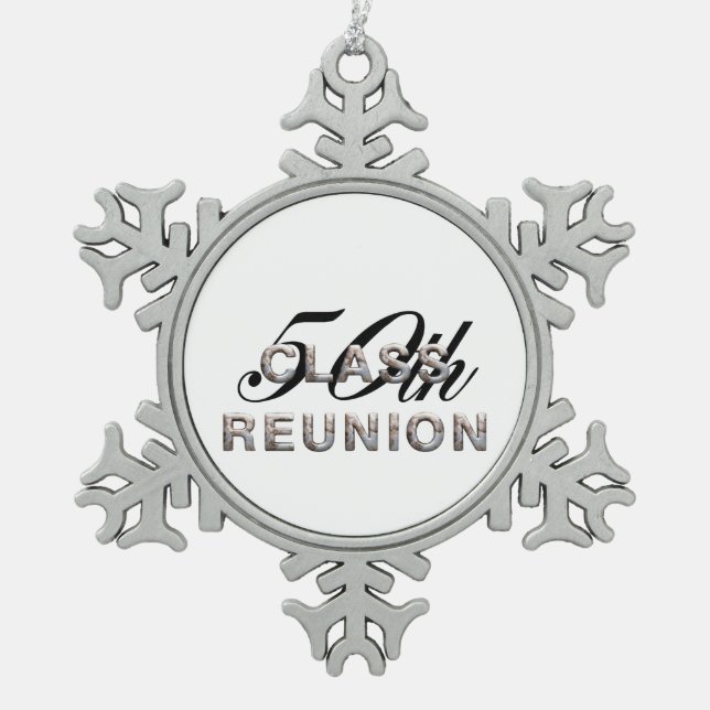 TEE 50th Class Reunion Snowflake Pewter Christmas Ornament (Front)
