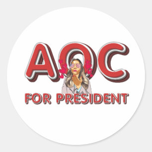 TEE AOC for President Classic Round Sticker