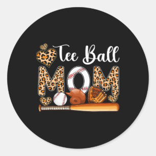 Tee Ball Cute Mum Leopard Costume Baseball Mother' Classic Round Sticker