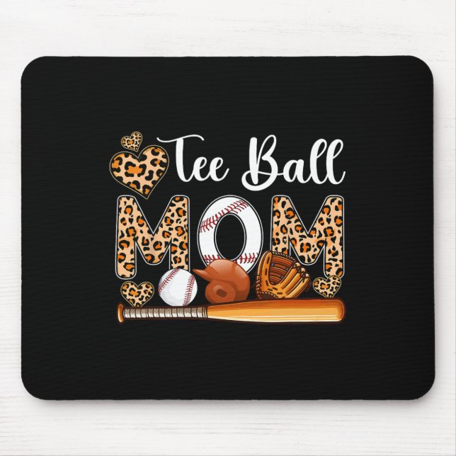 Tee Ball Cute Mum Leopard Costume Baseball Mother' Mouse Pad (Front)