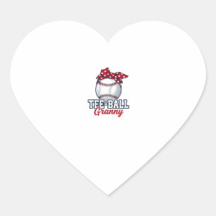Tee Ball Granny Baseball Bow Vintage Shirt_1 Heart Sticker