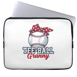 Tee Ball Granny Baseball Bow Vintage Shirt_1 Laptop Sleeve