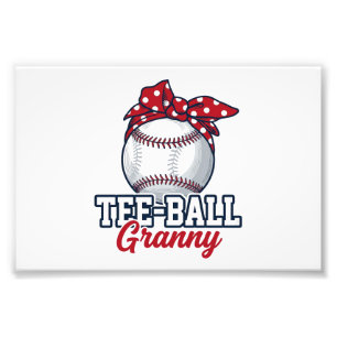 Tee Ball Granny Baseball Bow Vintage Shirt_1 Photo Print