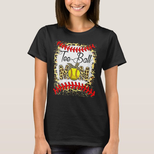 Tee Ball Mum Softball Leopard Bleached Mother's Da (Front)