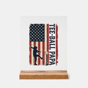 Tee Ball Papa American Flag Vintage Shirt Design_1 Acrylic Sign