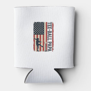 Tee Ball Papa American Flag Vintage Shirt Design_1 Can Cooler