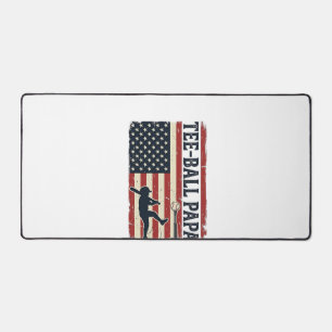 Tee Ball Papa American Flag Vintage Shirt Design_1 Desk Mat