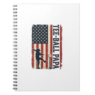 Tee Ball Papa American Flag Vintage Shirt Design_1 Notebook
