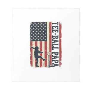 Tee Ball Papa American Flag Vintage Shirt Design_1 Notepad