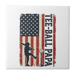 Tee Ball Papa American Flag Vintage Shirt Design_1 Tile