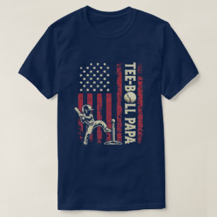 Tee-Ball Papa Patriotic Baseball Dad T-Shirt