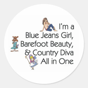 TEE Blue Jeans Girl Classic Round Sticker