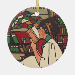 TEE Book Worm Ceramic Tree Decoration