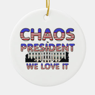 TEE Chaos President, We Love It Ceramic Tree Decoration