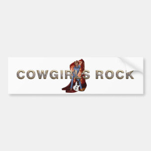 TEE Cowgirls Rock Bumper Sticker