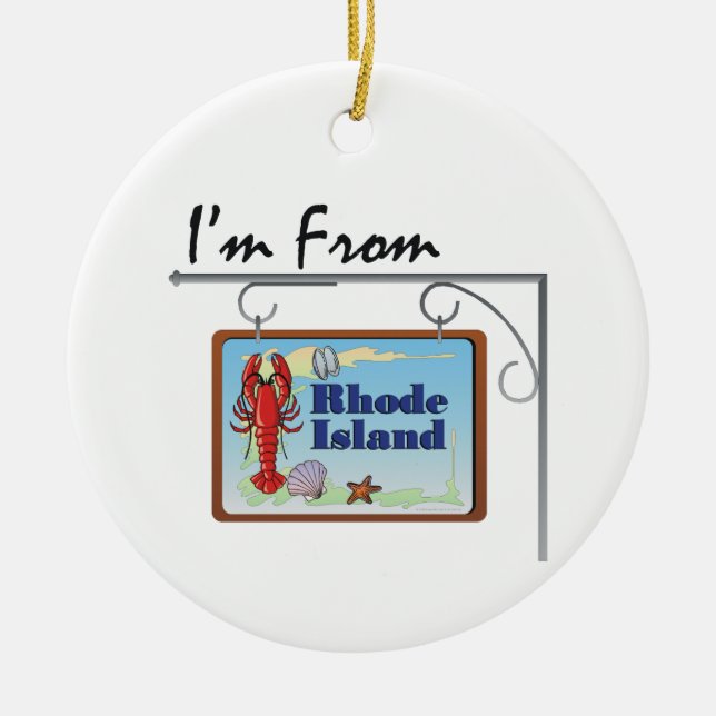TEE I'm From Rhode Island Ceramic Tree Decoration (Front)