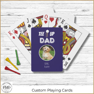 Tee It Up Dad Custom Photo Fathers Day Navy Blue Playing Cards