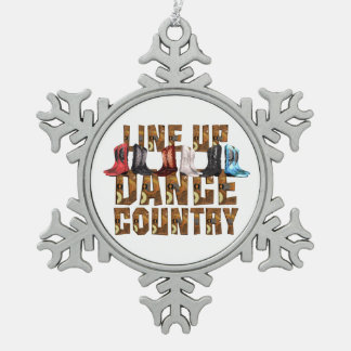 TEE Line Dance Country Snowflake Pewter Christmas Ornament
