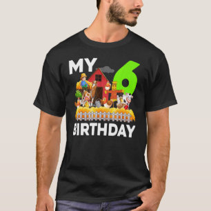 Tee Pig Horse Cow Chicken Farm Farmer 6th Birthda