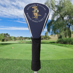 Tee-Rex Dinosaur Golfer Name And Club Navy Blue Golf Head Cover