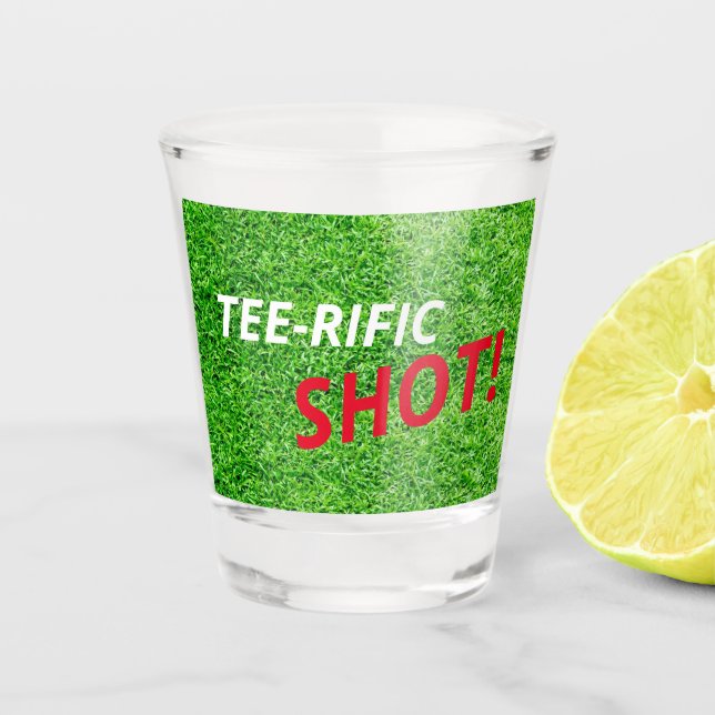 Tee-rific Shot Golf Lover Celebration Party Glass (Front)