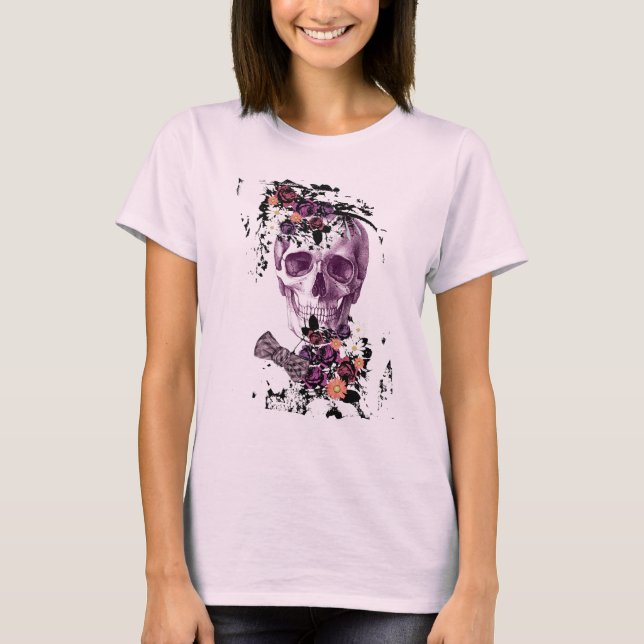 Tee-shirt flowered skull head T-Shirt (Front)