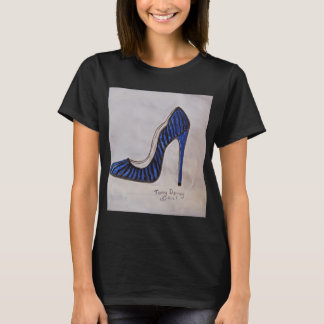 Tee shirt sexy blue high heel shoe ladies